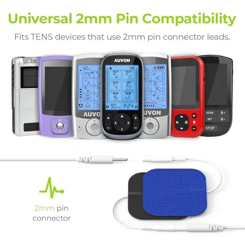 AUVON TENS Unit Electrode Pads (20-Pack, Blue) | Universal 2mm Connector, CE/ROHS Approved thumbnail 6