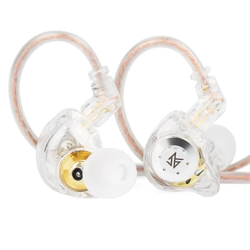 EZ EAR KZ Castor Wired In-Ear Monitor Headphones 2DD Tuning Adjustable Bass — White / without Mic