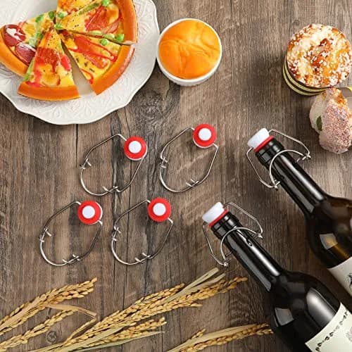 Meanplan Flip Top Bottle Replacement Caps with Silicone Gaskets - 6 Pcs (12 Total Items) | Fits 8-35oz Grooved Glass Bottles thumbnail 5