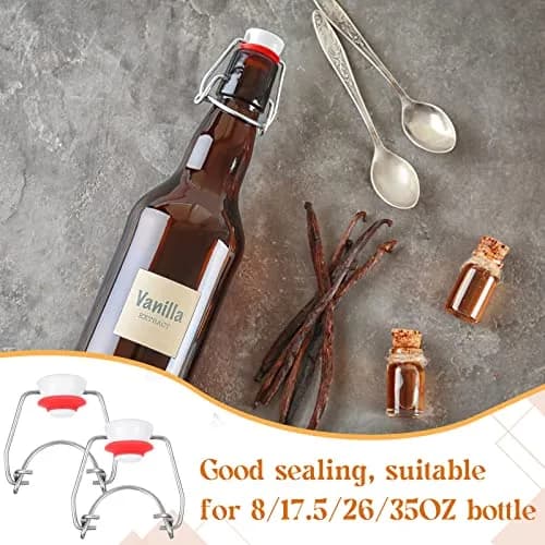 Meanplan Flip Top Bottle Replacement Caps with Silicone Gaskets - 6 Pcs (12 Total Items) | Fits 8-35oz Grooved Glass Bottles thumbnail 7