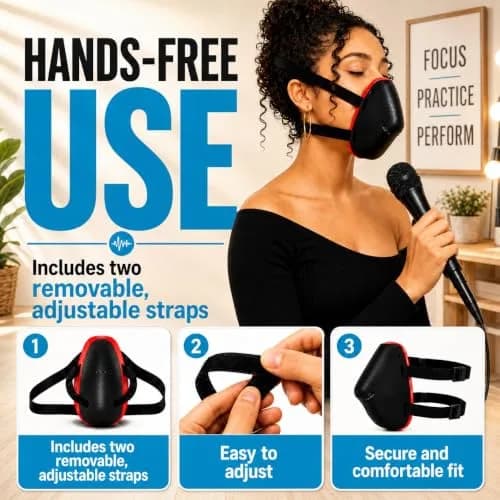 Tilcare Voice Dampener Mask for Singers, Stress Relief - Black, 30 Decibel Reduction | Practice Out Loud Without Disturbing Others thumbnail 4