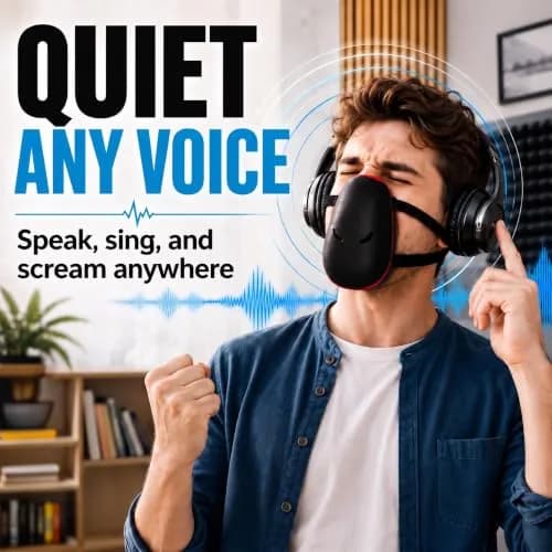 Tilcare Voice Dampener Mask for Singers, Stress Relief - Black, 30 Decibel Reduction | Practice Out Loud Without Disturbing Others thumbnail 2