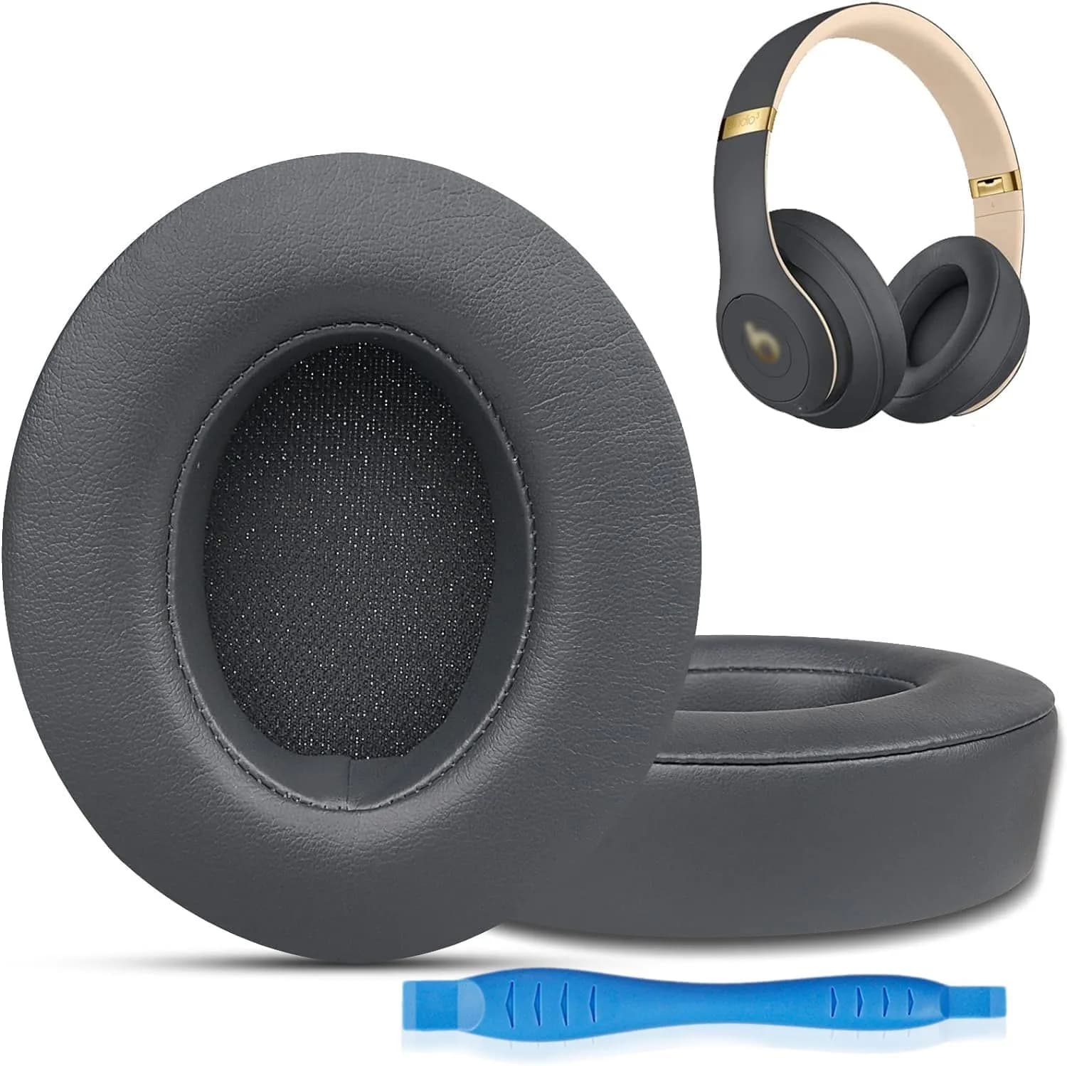GEVO Replacement Ear Pads for Beats Studio 3 | Thicker Memory Foam, Titanium Grey, Easy Fit - main product image