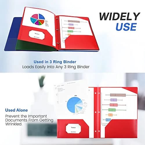 Sooez 7 Pack Plastic File Folders with Pockets & 3-Hole Punch, Letter Size, Bright Colors thumbnail 7