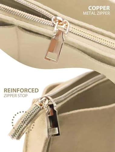 OMYSTYLE Beige Mini Felt Organizer Insert | Lightweight Tote Bag Organizer with 13 Pockets for Handbags thumbnail 3