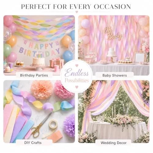 Captain Decor Pastel Crepe Paper Streamers | 8 Rolls, 656ft Total thumbnail 5