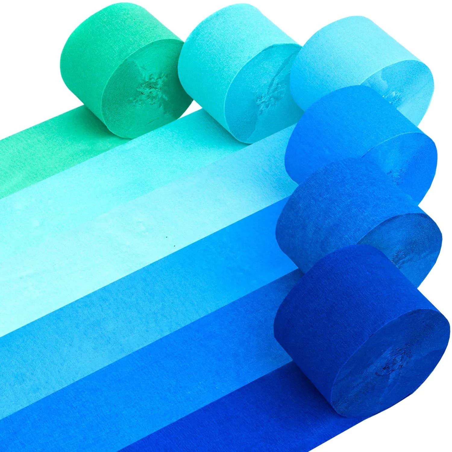 Captain Decor Blue Crepe Paper Streamers | 6 Rolls, 492ft Total Length
