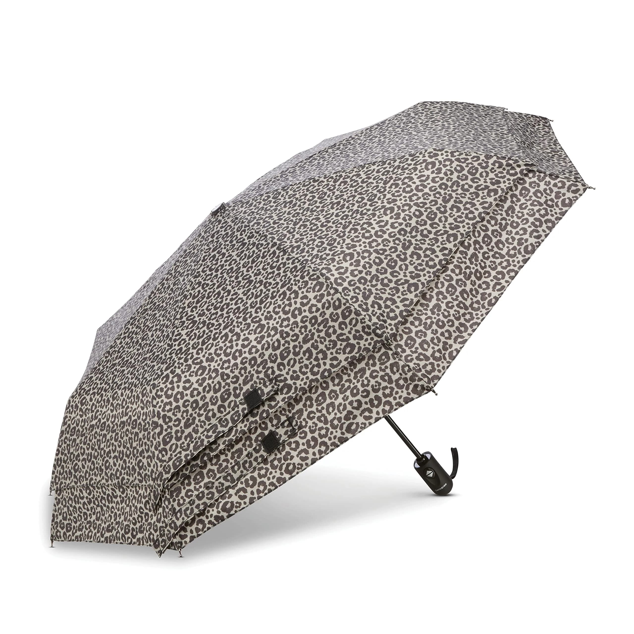 Samsonite Windguard Auto Open/Close Umbrella Black | 12 inch Folded Length — Grey/Black Cheetah