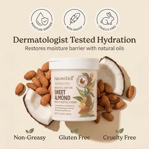 NATURE WELL Sweet Almond Body Cream 473ml (16 Oz) | Deep Hydration for Dry, Sensitive Skin thumbnail 2