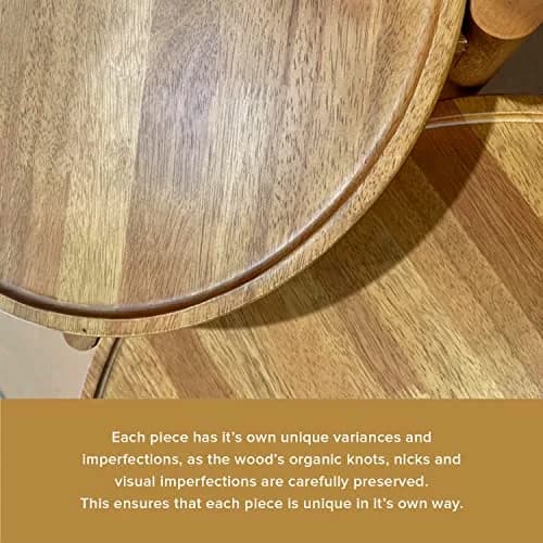 mopio Dylan Solid Wood Nesting Coffee Table Set (Mango Wood Oak, Round) | Modern Rustic Farmhouse Style thumbnail 6