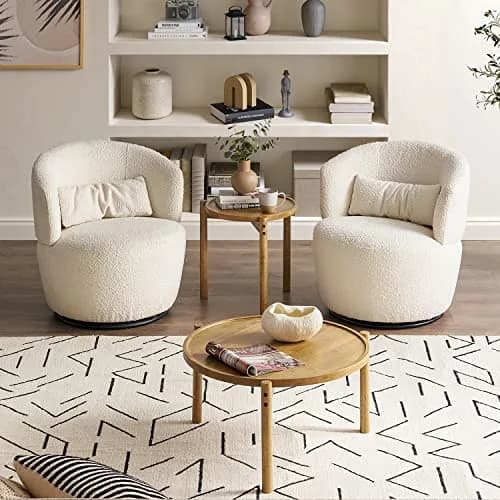 mopio Dylan Solid Wood Nesting Coffee Table Set (Mango Wood Oak, Round) | Modern Rustic Farmhouse Style thumbnail 3