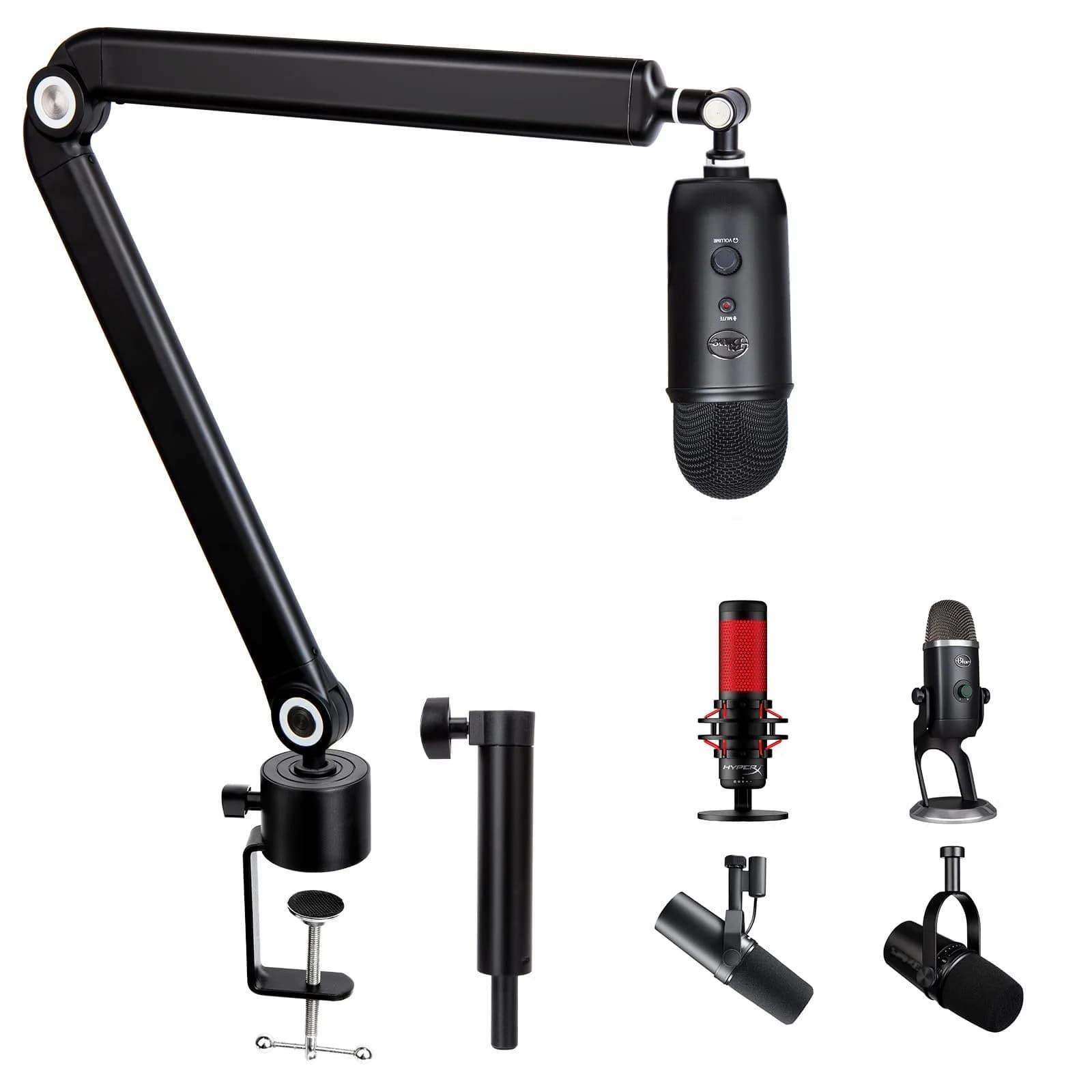 SUNMON Snowball iCE Mic Boom Arm Stand with Pop Filter, 26.8 inches | Compatible with Blue Snowball Ice USB Mic — 𝙈𝙞𝙘𝙧𝙤𝙥𝙝𝙤𝙣𝙚 𝘽𝙤𝙤𝙢 𝘼𝙧𝙢