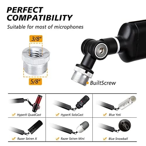 SUNMON Microphone Boom Arm for Blue Yeti | Adjustable Height, Heavy-Duty Metal Support (70-120c) thumbnail 4
