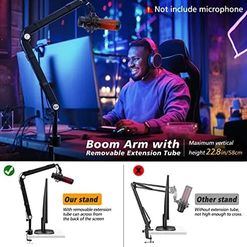 SUNMON Microphone Boom Arm for Blue Yeti | Adjustable Height, Heavy-Duty Metal Support (70-120c) thumbnail 7