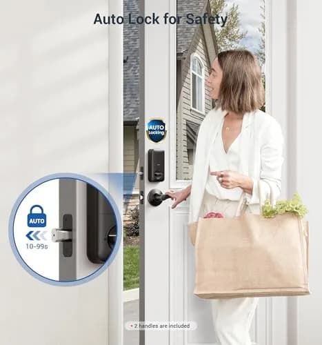 Veise KS02B Fingerprint Door Lock with 2 Lever Handles | Biometric, Keyless, Matte Black thumbnail 5