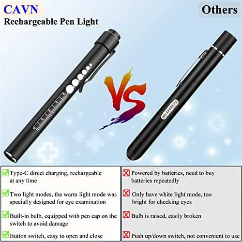 CAVN Rechargeable Pen Light with Pupil Gauge & Ruler | Black 10cm (3.9in) thumbnail 5