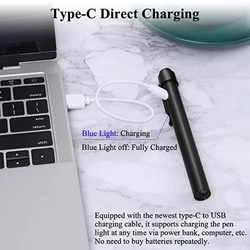 CAVN Rechargeable Pen Light with Pupil Gauge & Ruler | Black 10cm (3.9in) thumbnail 3