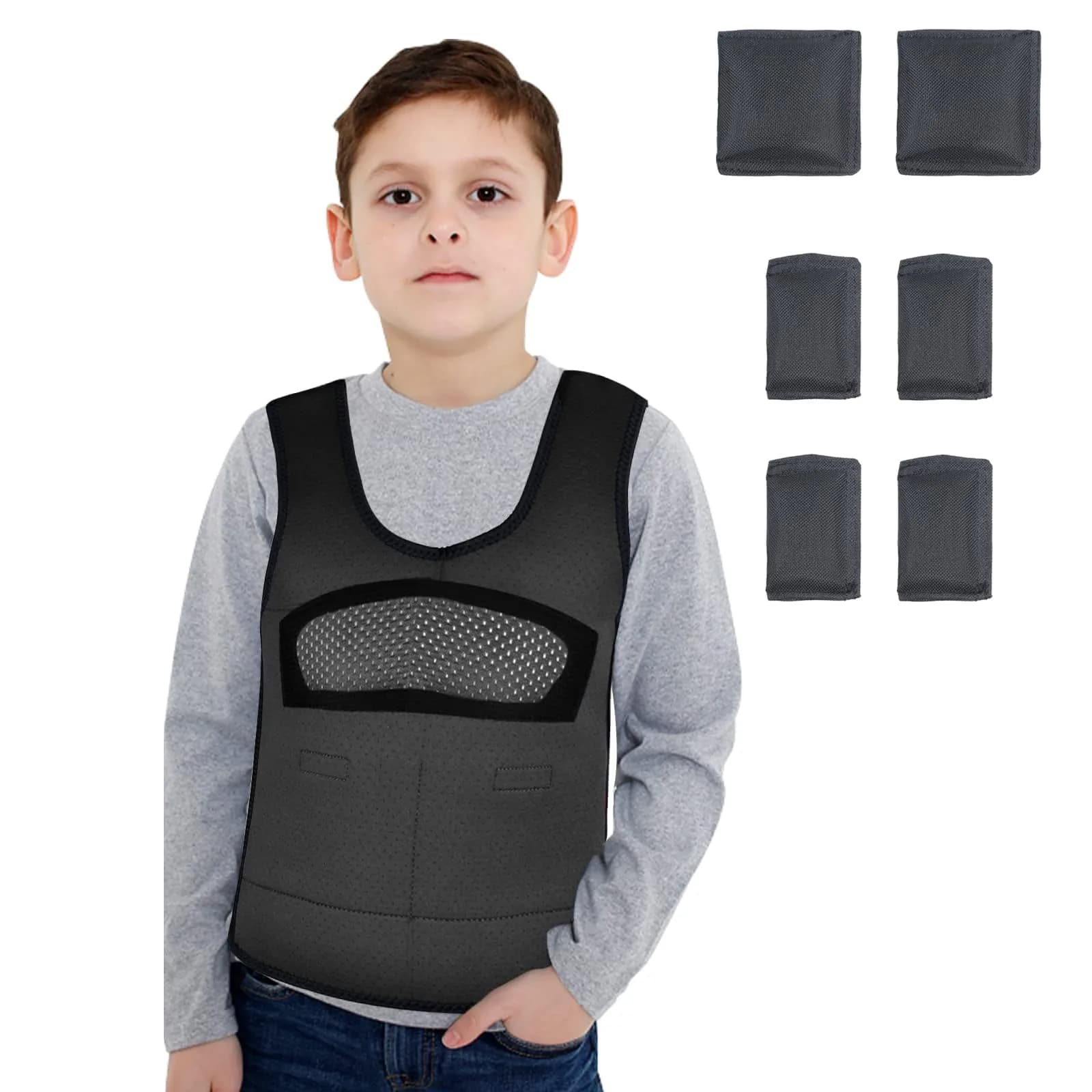oboist Weighted Vest for Kids Including 6 Removable Weights | Comfort & Adjustable Fit — Black