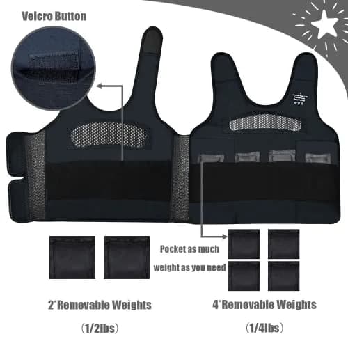 oboist Kids Weighted Vest with 6 Removable Weights, Large (Ages 10+) - Black | Sensory Compression for Calmness thumbnail 2