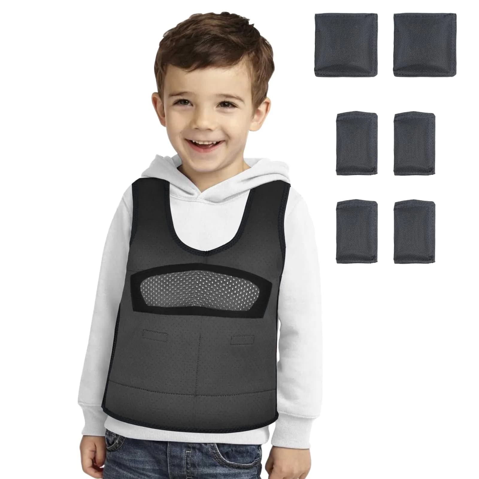 oboist Weighted Vest for Kids Including 6 Removable Weights | Comfort & Adjustable Fit — Black / Small