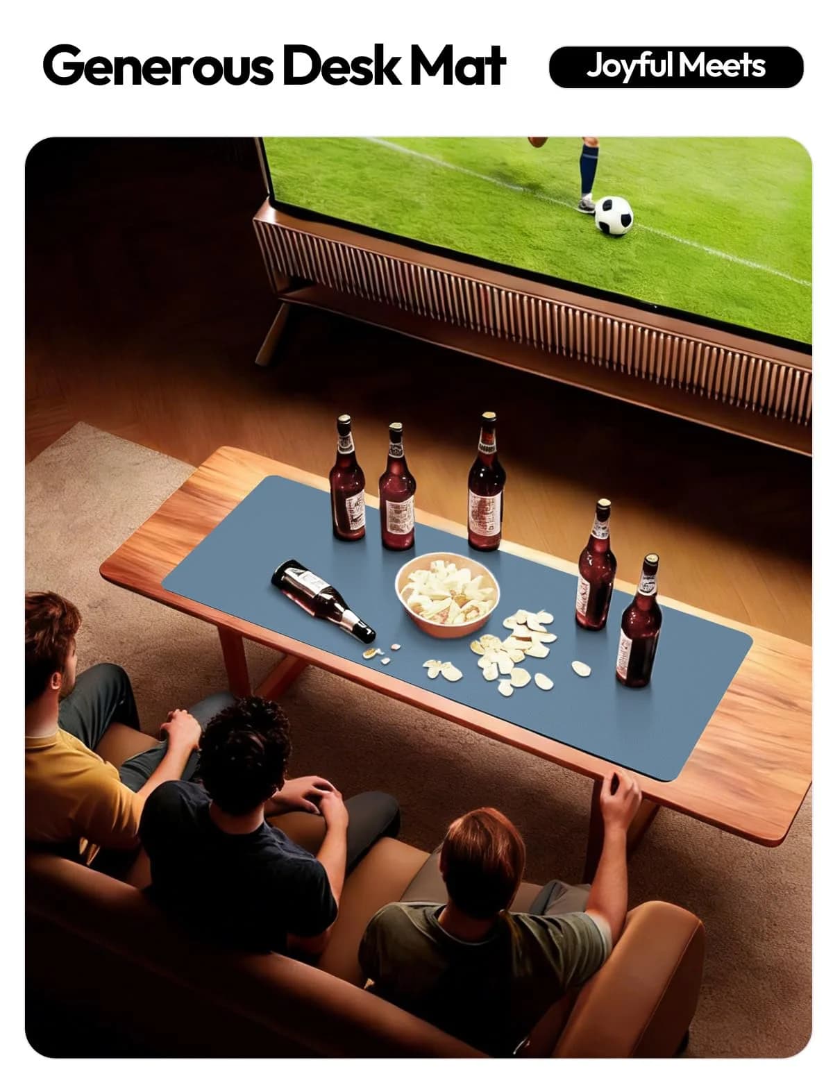 YSAGi Blue Desk Protector Mat Large Mouse Pad with Non-Slip PU Leather, Waterproof Writing Pad (23.6" x 13.8") thumbnail 6