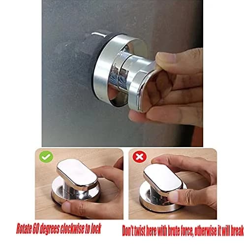 YIDELAI Suction Cup Door Handle with Locking Mechanism for Glass Doors, Cabinets, and Sliding Doors | 19.4cm (7.6 inches) Silver thumbnail 4