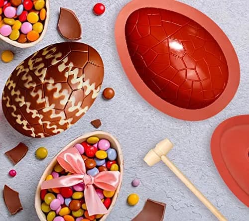 Kamehame Easter Egg Mold, Breakable 3D Silicone Chocolate Mold with Hammer, Large Dinosaur Eggs for Easter Decorations | Food Preparation Mold thumbnail 2