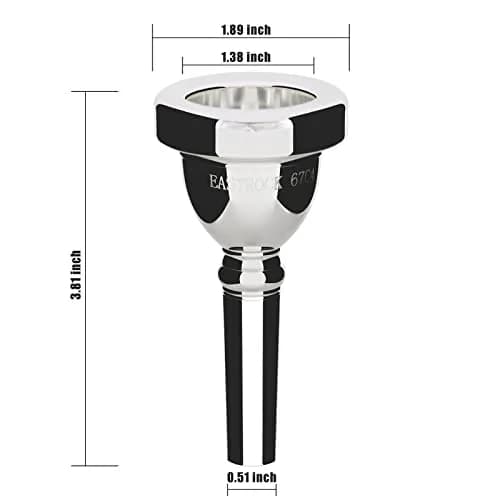 EASTROCK Standard Tuba Mouthpiece 6.8cm (2.68in) Silver Plated | Vacuum Packed for Tuba Players thumbnail 2