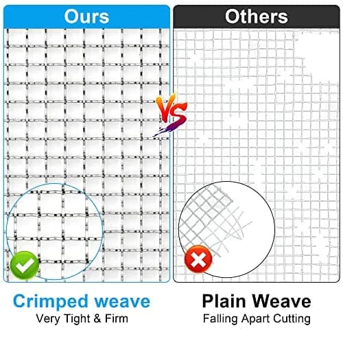 Valchoose 304 Stainless Steel Mesh Screen 2-Pack | 5 Mesh, 11" x 14.2" Crimped Weave thumbnail 5