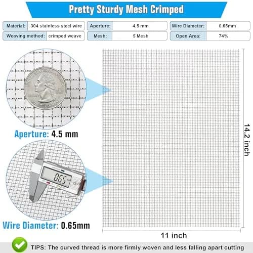 Valchoose 304 Stainless Steel Mesh Screen 2-Pack | 5 Mesh, 11" x 14.2" Crimped Weave thumbnail 2
