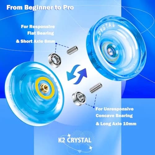 MAGICYOYO K2 Crystal Blue Responsive & Unresponsive Yoyo for Kids 8-12, 55.3mm Diameter | Dual Function Yoyo thumbnail 4