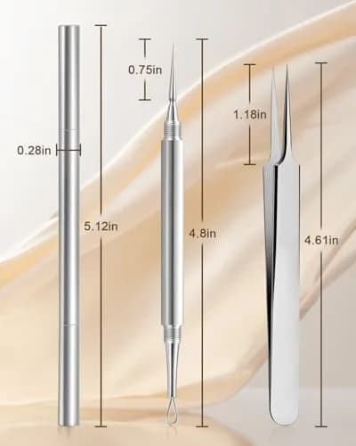 SG Nekoo Professional Milia Removal Tool Kit with Tweezers & Case | Stainless Silver thumbnail 7