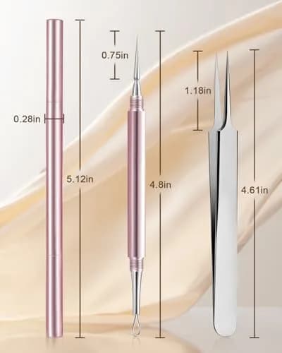 SG Nekoo Professional Milia & Whitehead Extractor Tool Kit with Tweezers | Stainless Pink (14cm Needle, 11.7cm Tweezers) thumbnail 7