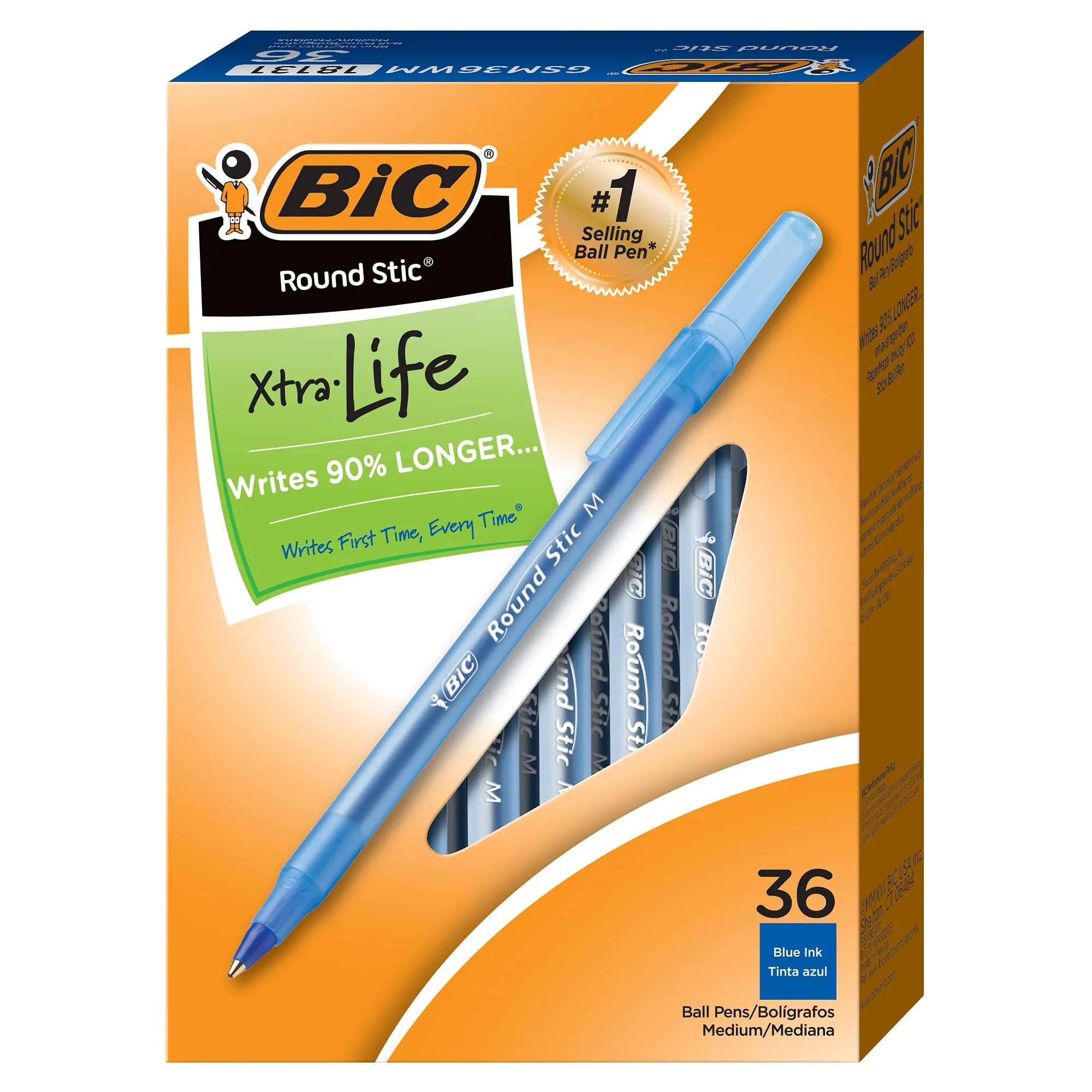 BIC Round Stic Xtra Life Ballpoint Pen, Medium Point (1.0mm), Blue, 1728 Count | Bulk Pack Writing Instrument — Blue