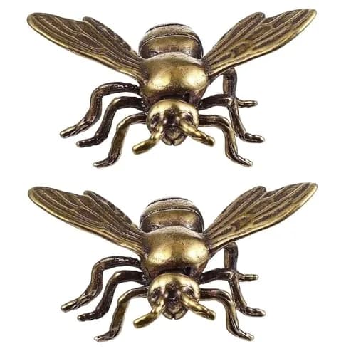 SENTOP Brass Bee Miniature Figurine 2PCS | Retro Animal Insect Home Decor Accent thumbnail 1