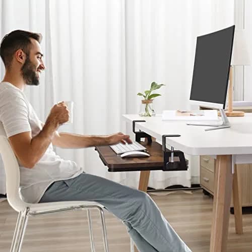ETHU Under Desk Keyboard Tray with C-Clamp, 81.3cm x 30.5cm (26.77" x 11.81") | Ergonomic Sliding Computer Keyboard Drawer for Home & Office thumbnail 7