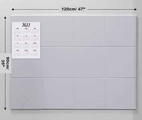 DECORITA Felt Wall Tiles | Large Cork Board Alternative | 12-Pack Gray White thumbnail 2