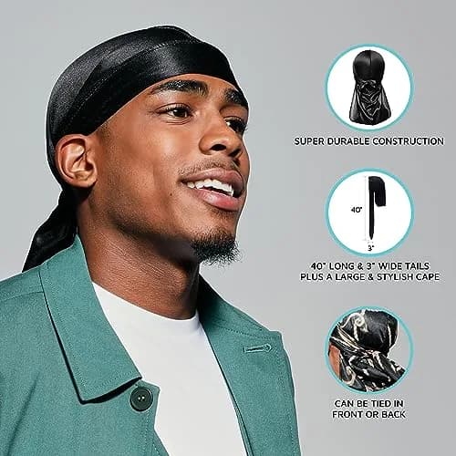 KISS COLORS & CARE Power Wave Silky Satin Durag Gold 1 pc | Maximum Wave Formation & Ultra-Compression thumbnail 2