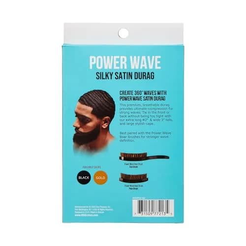 KISS COLORS & CARE Power Wave Silky Satin Durag Black | Breathable Premium Fabric thumbnail 7