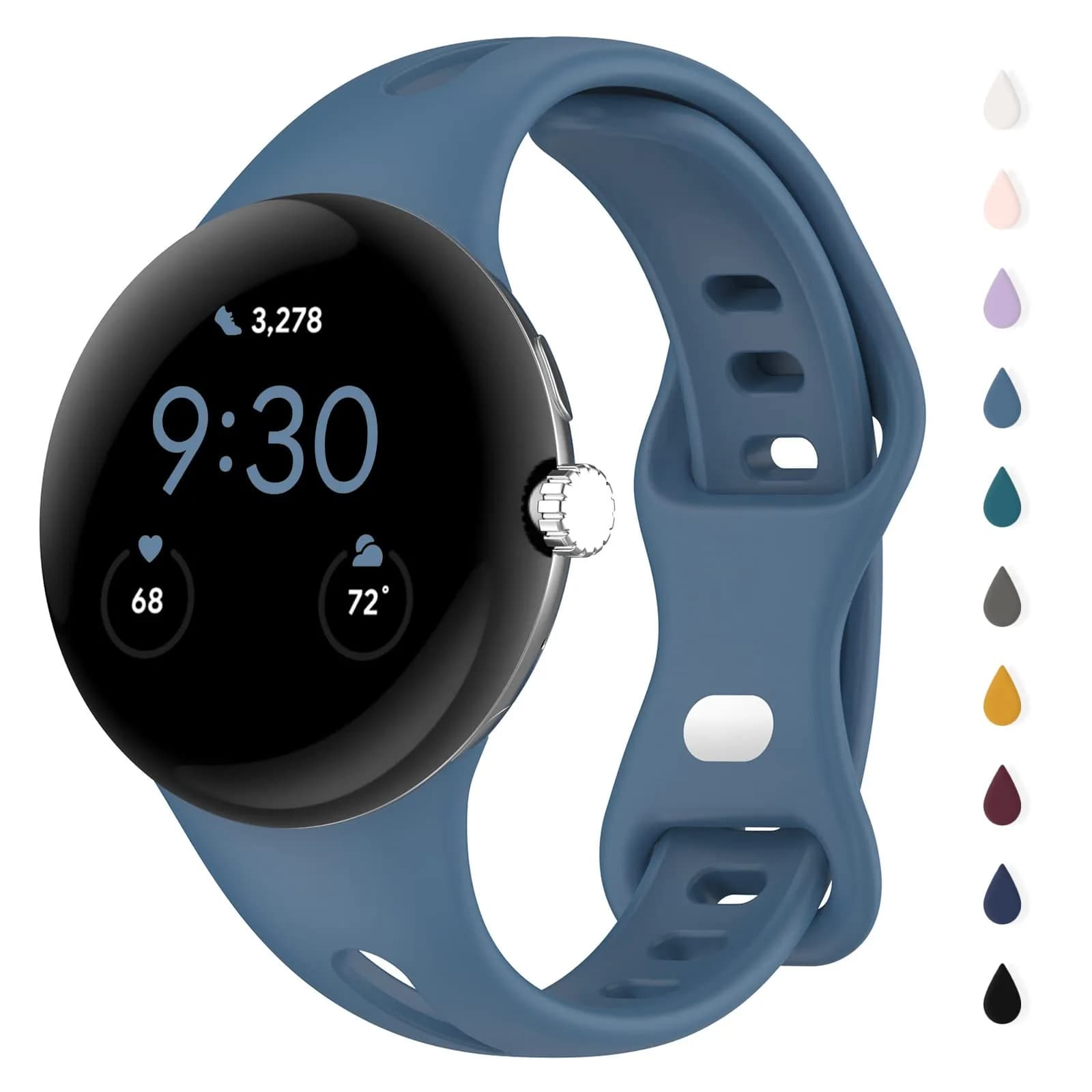 Eiavike Slim Watch Band Compatible with Google Pixel Watch 4/3 (41mm)/Pixel Watch 2/1 | Breathable Silicone Sport Strap — Premium Blue