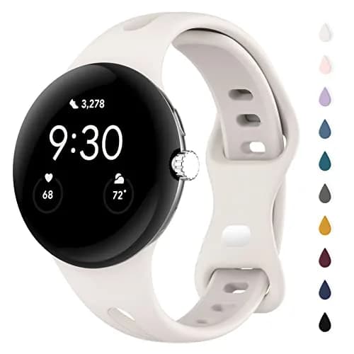 Eiavike Slim Silicone Watch Band for Google Pixel Watch 4/3/2/1 (41mm) - Starlight, 22mm | Breathable Sport Strap thumbnail 1