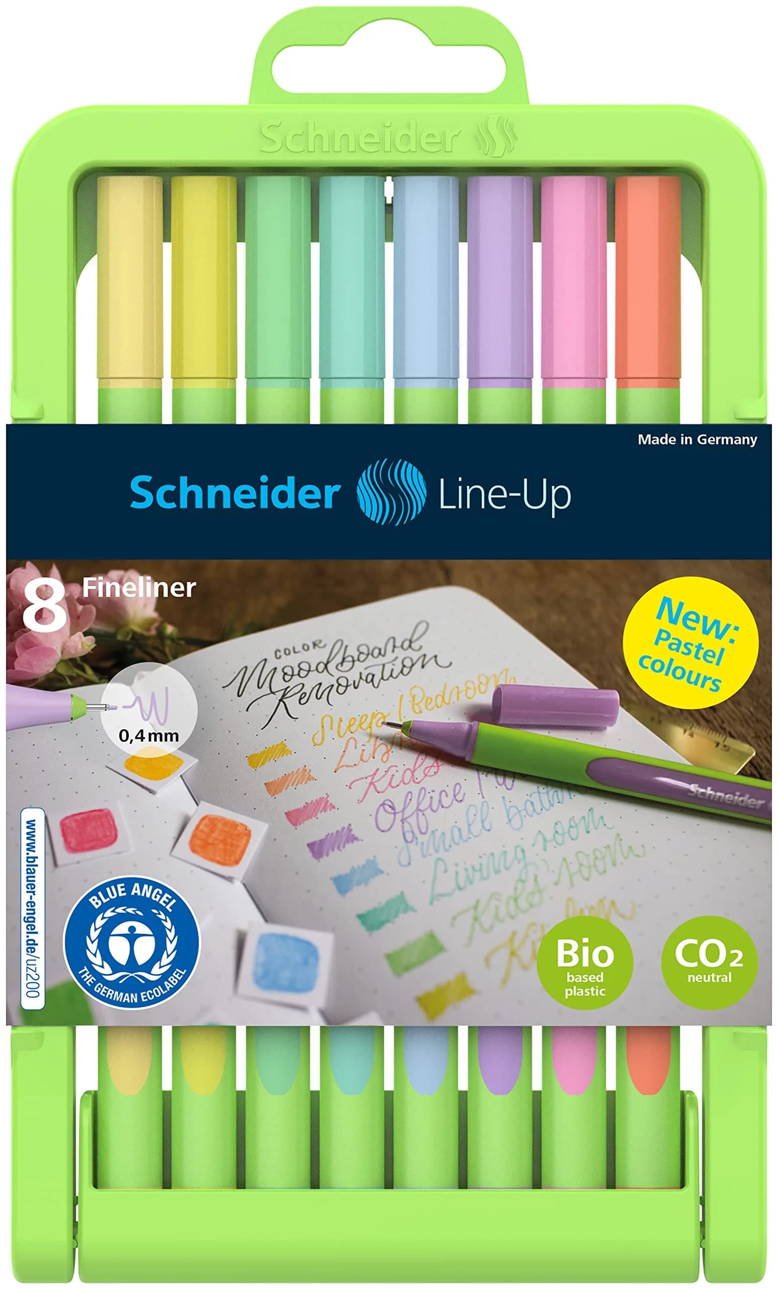 Schneider Line-Up Pastel Fineliner 0.4 mm Fiber Tip | Eco-Friendly, Assorted Pastel Colors - main product image