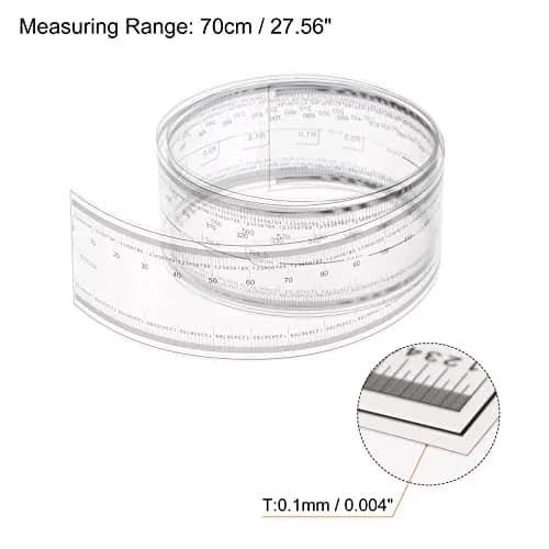HARFINGTON Film Flexible Ruler 70cm 0.1mm Scale with R Angle & Width Lines PET Plastic Folding Straight Ruler Calibration Soft Ruler Measuring Tool for Factory, Transparent thumbnail 2