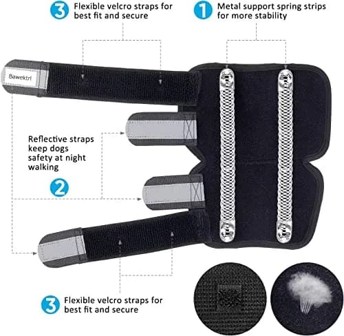 Bawektrl Dog Leg Brace for Rear Legs, Canine Hind Hock Brace, Joint Compression Wraps Support for Back Leg with Injury Sprain, Wound Care and Loss of Stability from Arthritis Torn ACL CCL (1 Pair, XLarge) thumbnail 5