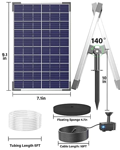 Biling 6.5W Solar Water Pump 250L/h 40-80cm Spray Height | Dry-Run Protected Fountain Pump for Bird Baths & Ponds thumbnail 5
