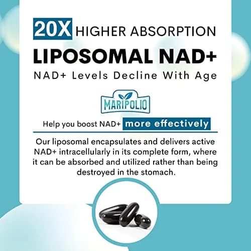 Maripolio Liposomal NAD+ 1000 mg Supplement | Cellular Energy & Wellness Support | 60 Softgels thumbnail 4