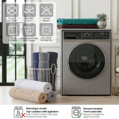 DEXI Plush Microfiber Bath Mat 109cm x 61cm (43"x24") | Soft Absorbent Bathroom Rugs, Beige thumbnail 9