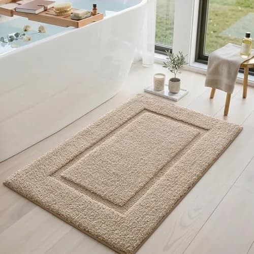 DEXI Plush Microfiber Bath Mat 109cm x 61cm (43"x24") | Soft Absorbent Bathroom Rugs, Beige thumbnail 2