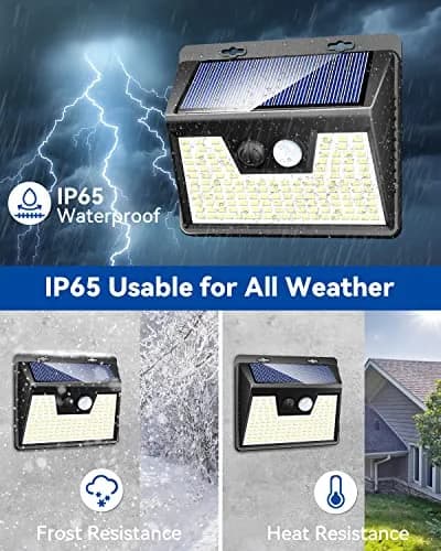 Peasur Solar Lights Outdoor Waterproof 4 Pack | 140LED Motion Sensor Security Lights for Patio & Fence thumbnail 7