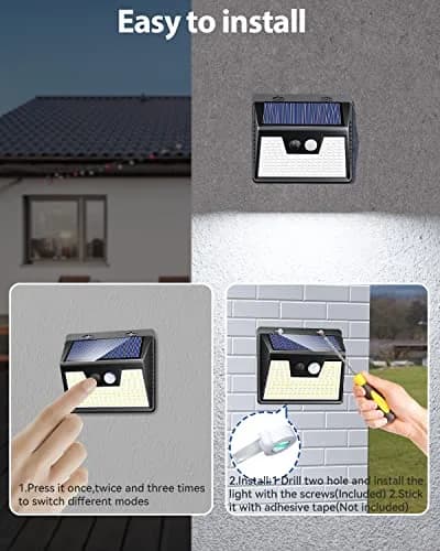 Peasur Solar Lights Outdoor Waterproof 4 Pack | 140LED Motion Sensor Security Lights for Patio & Fence thumbnail 9